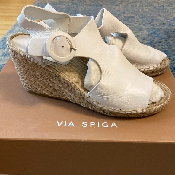 Via Spiga Nolan White Espadrille Wedge - Picture 1 of 7